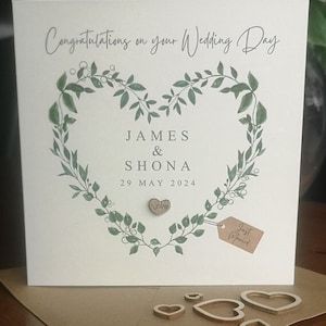 VINTAGE PERSONALISED WEDDING Card Just Married Congratulations on Your Wedding Day Mr and Mrs Wedding Gift Card Newly Weds Initials Card