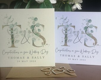 Personalized Wedding Card: Watercolor Initials, Mr & Mrs