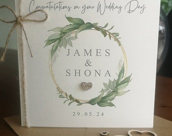 Vintage Personalized Wedding Card: Mr & Mrs Initials