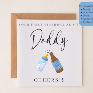 1e verjaardagskaart voor mijn vader, opa, oom, eerste vaderdag, van je kleine prinses, dochter, zoontje, gelukkige verjaardag papa
