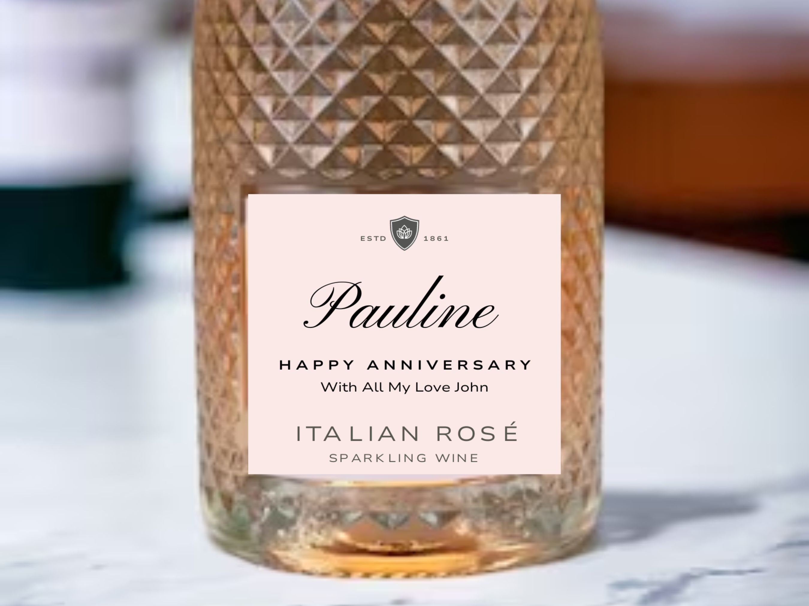 Etiquetas Botella Personalizadas Etiquetas Personalizadas Para Botellas De Asti Rosado - Brillantes, Para Cumpleaños O Regalos Etiqueta Asti Rosa Brillante Italiano Cumpleaños Regalo - Foto 7