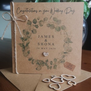 VINTAGE PERSONALISED WEDDING Card Just Married Congratulations on Your Wedding Day Mr and Mrs Wedding Gift Card Newly Weds Initials Card