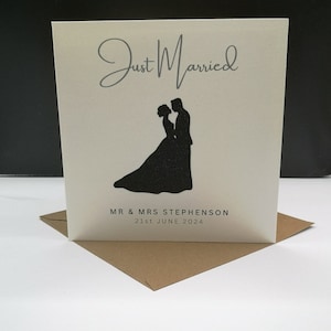 Carte PERSONNALISÉE POUR LE JOUR DE MARIAGE « Just Married » Félicitations pour les mariés le jour de votre mariage Les nouveaux mariés, M. et Mme