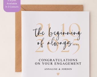 Gepersonaliseerde verlovingskaart: toekomstige heer mevrouw - begin van altijd - net verloofd - gefeliciteerd