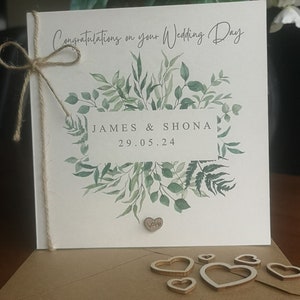 VINTAGE PERSONALISED WEDDING Card Just Married Congratulations on Your Wedding Day Mr and Mrs Wedding Gift Card Newly Weds Initials Card