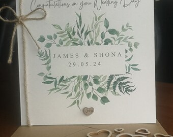 Personalized Wedding Card: Botanical Newly Weds Congratulations