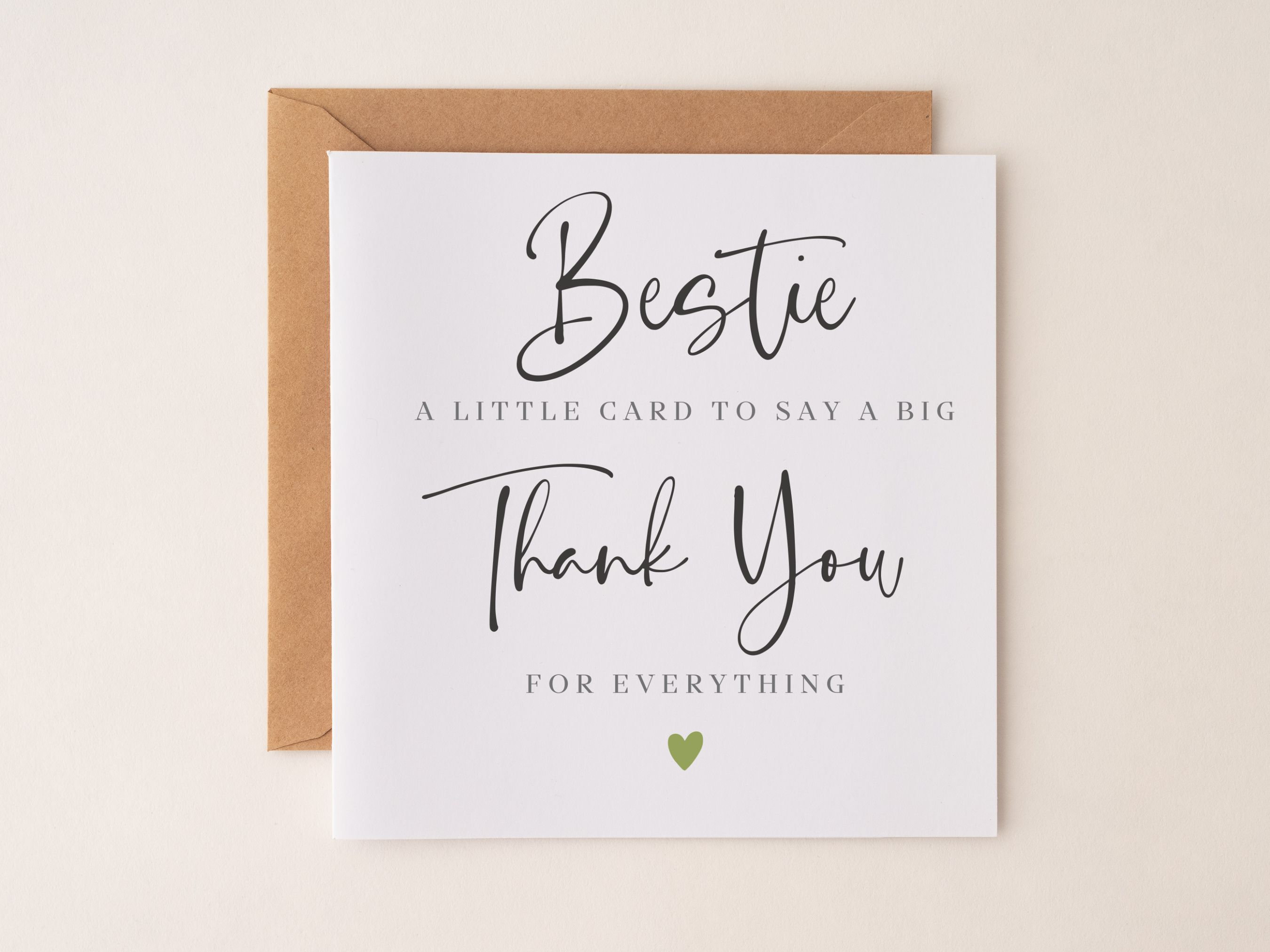 Personalised Thank You Card Best Friend Bestie Friendship Work