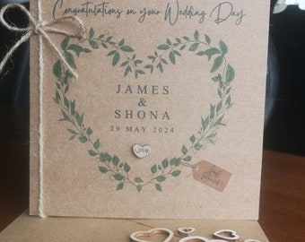 Vintage Personalised Wedding Day Card | Rustic Look | New Mr & Mrs | Newlyweds Gift | Just Married