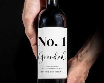N. 1 Papà Zio Nonno Papà Bisnonno Fratello Etichetta del vino Etichetta divertente per alcolici Regalo di compleanno Regalo di Natale per lui Etichetta del vino Festa del papà