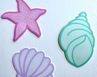 Waterproof Vinyl Ocean Sticker Beach Design Seashell Starfish Bottle Adhesive Phone Case Notebook Planner Craft Supplies Scrapbook