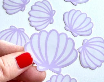 Lavender Clam Shell Vinyl Sticker Mermaid Scalloped Seashell Party Favor Book Bullet Journal Supplies Scrapbook Ocean Craft Waterproof