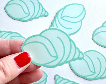 Seashell Vinyl Sticker Laptop Decoration Water Bottle Turquoise Conch Shell Artwork Ocean Theme Coastal Gift Beach Enthusiast Notebook