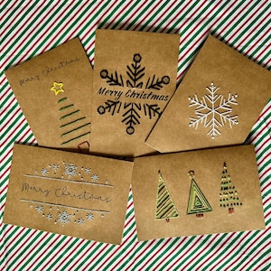 Tarjetas navideñas bordadas a mano: 5 diseños festivos con fondos personalizables