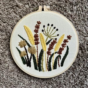 8-Inch Hand-Embroidered Wildflower Hoop Art – Handmade Floral Wall Decor