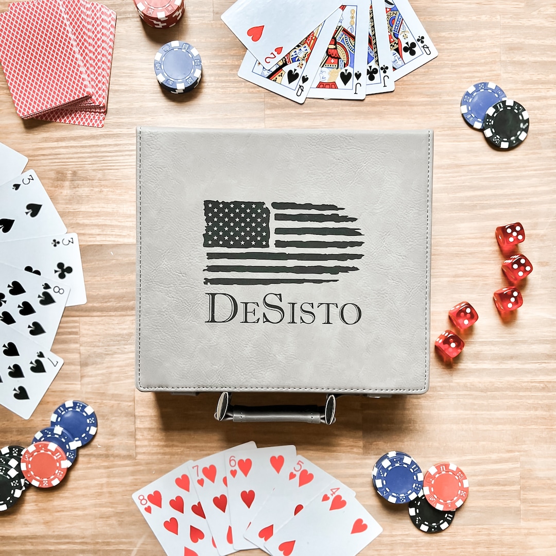 Personalized Poker Set, Leather Case Poker Set, Laser Engraved Poker ...