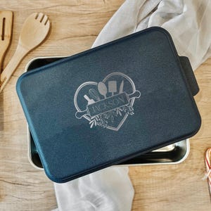 Custom Cake Pan - Engraved Aluminum with Choice of Lid Color