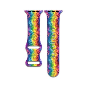 Rainbow Smoke, Pride-horlogeband compatibel met Apple Watch Series 1-9, 38 mm, 40 mm, 41 mm, 42 mm, 44 mm, 45 mm, 49 mm, SE, SE2, Ultra, Ultra 2