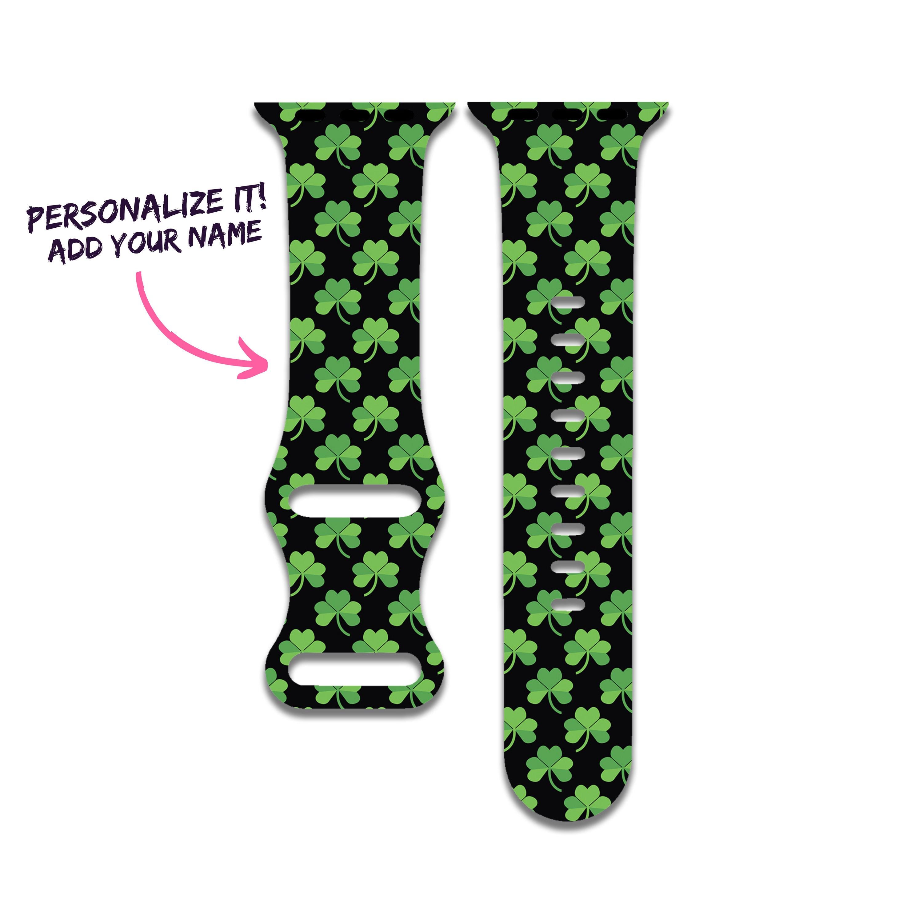 Clover, St Patricks Day Black Band Compatible With Apple 