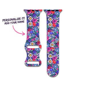 Cute Floral Watch Band Compatible with Apple Watch Series 1-9, 38mm, 40mm, 41mm, 42mm, 44mm, 45mm, 49mm, SE, SE2, Ultra, Ultra 2, Flowers