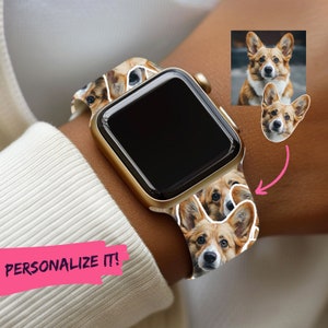 Custom Pet Face, Dog Faces, Cat Faces, Gag Gift Photo Apple Band, Pet Watch Band Compatible with All Apple Watch Series 1-9, SE, SE2, Ultra