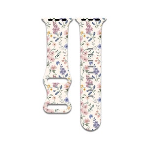 Cute Floral, Flower, Pretty Watch Band Compatible with Apple Watch Series 1-9, 38mm, 40mm, 41mm, 42mm, 44mm, 45mm, 49mm, SE, SE2, Ultra 2