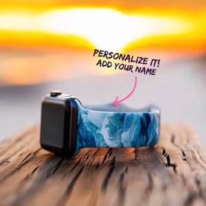 Watercolor Waves Watch Band Compatible with Apple Watch Series 1-9, 38mm, 40mm, 41mm, 42mm, 44mm, 45mm, 49mm, SE, SE2, Ultra, Ultra 2, ocean