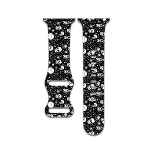 Celestial Skulls, Black Watch Band Compatible with Apple Watch Series 1-9, 38mm, 40mm, 41mm, 42mm, 44mm, 45mm, 49mm, SE, SE2, Ultra, Ultra 2