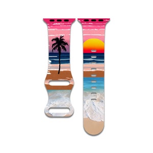 Sunset, Tropical Vibes, Ocean, Beach Watch Band Compatible with Apple Watch Series 1-9, 38mm, 40mm, 41mm, 42mm, 44mm, 45mm, 49mm, SE, Ultra