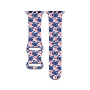 Pretty Blue and Pink Floral Watch Band Compatible with Apple Watch Series 1-9, 38mm, 40mm, 41mm, 42mm, 44mm, 45mm, 49mm, SE, SE2, Ultra 2,