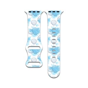 Blue Seashells, Ocean, Sea Watch Band Compatible with Apple Watch Series 1-9, 38mm, 40mm, 41mm, 42mm, 44mm, 45mm, 49mm, SE, SE2, Ultra 2