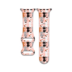 Cute Cats, Pink, Pets Watch Band Compatible with Apple Watch Series 1-9, 38mm, 40mm, 41mm, 42mm, 44mm, 45mm, 49mm, SE, SE2, Ultra, Ultra 2
