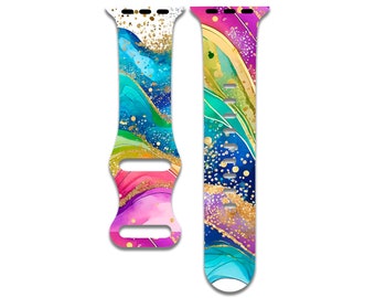 Vivid Rainbow,Bright Watch Band Compatible with Apple Watch Series 1-9, 38mm, 40mm, 41mm, 42mm, 44mm, 45mm, 49mm, SE, SE2, Ultra, Ultra 2