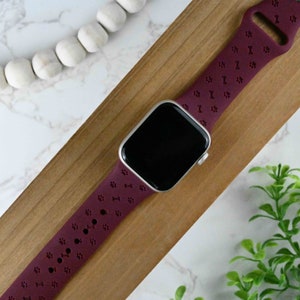 Pegadas de patas, pegadas de cachorro, pulseira de relógio compatível com Apple Watch Series 1-9, 38 mm, 40 mm, 41 mm, 42 mm, 44 mm, 45 mm, 49 mm, SE, SE2, Ultra, Ultra 2