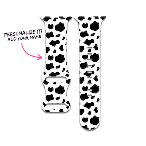 Cow Print, Animal Print Watch Band Compatible with Apple Watch Series 1-9, 38mm, 40mm, 41mm, 42mm, 44mm, 45mm, 49mm, SE, SE2, Ultra, Ultra 2
