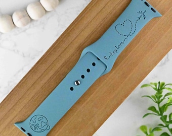 Explore, Travel, Airplane, Watch Band Compatible with Apple Watch Series 1-9, 38mm, 40mm, 41mm, 42mm, 44mm, 45mm, 49mm, SE, SE2, Ultra 2