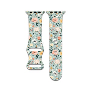 Pastel Floral Watch Band Compatible with Apple Watch Series 1-9, 38mm, 40mm, 41mm, 42mm, 44mm, 45mm, 49mm, SE, SE2, Ultra, Ultra 2