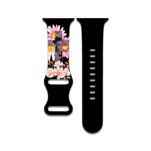 Floral Faith, zwarte horlogeband compatibel met Apple Watch Series 1-9, 38 mm, 40 mm, 41 mm, 42 mm, 44 mm, 45 mm, 49 mm, SE, SE2, Ultra, Ultra 2