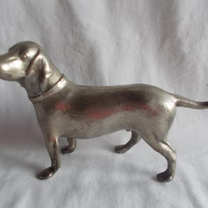 ANTIQUE~Metal~Dachshund~Dog~Figurine~Doxie~Weenie Dog~1960&#39;s~Male~4 1/2&quot; Tall