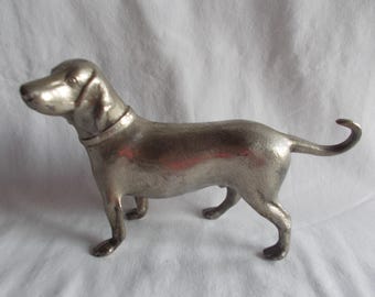 ANTIQUE~Metal~Dachshund~Dog~Figurine~Doxie~Weenie Dog~1960's~Male~4 1/2" Tall