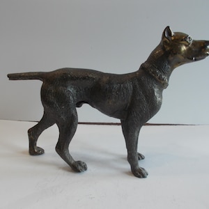 ANTIQUE~GREAT DANE~Dog~Statue~Figurine~30&#39;s~40&#39;s~Canine~Brass / Bronze~Metal~Old~Great Dane~Deutsche Dogge~7 1/4&quot;~Tall~10&quot;~Long~Damaged Tail