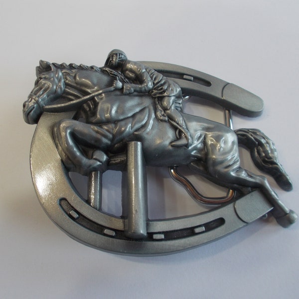 Horseshoe~Jumping Horse~Belt Buckle~Fox Hunter~Show Horse~Accessory~Equestrian~Pony~Club~Thoroughbred~Horse Rider~Gift