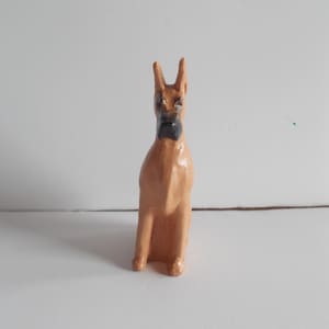 GREAT DANE~Dog~Statue~Figurine~Fawn~Cropped~Great Dane~Hand Painted~Very Cute~Gift