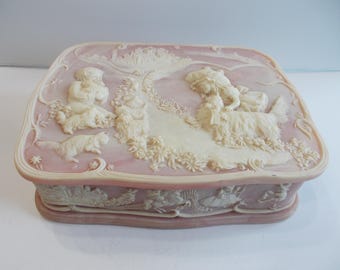 ヴィンテージ インコレイストーン ジュエリーボックス アート 小物入れ