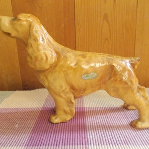 COCKER SPANIEL~Dog~Statue~Figurine~40's~50's~Canine~Art~Porcelain Over Metal~Signed~Beautiful~Cocker~Hunting~Show~Dog~5 3/4"~Tall~Gift
