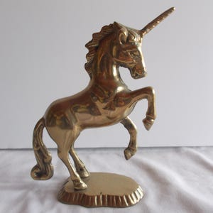 Vintage~Brass~Unicorn~Horse~Figurine~Equine~Equestrian~Fantasy Horse~Pony~6 3/4"~Tall~Super Cute~NICE