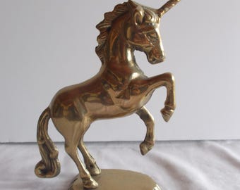 Vintage~Brass~Unicorn~Horse~Figurine~Equine~Equestrian~Fantasy Horse~Pony~6 3/4"~Tall~Super Cute~NICE