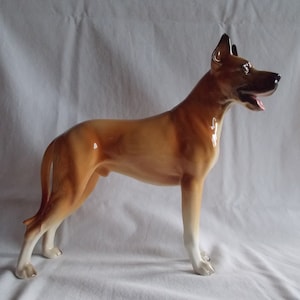 GREAT DANE~Dog~Statue~Figurine~Fawn~Male~#173~Canine~Art~Porcelain~Great Dane~Dog~7 3/4&quot;~Tall~PRISTINE~1960&#39;s