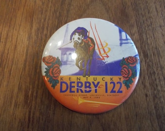 Authentic~Kentucky Derby~Horse Racing~Pin~BIG~3 1/2" PIN~1996~Badge~Kentucky Derby~Thoroughbred~Horse Racing~Triple Crown~Sports~