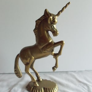 Vintage~Brass~Unicorn~Horse~Figurine~Equine~Equestrian~Fantasy Horse~9"~Tall