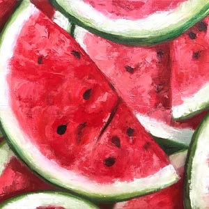 Watermelon oil painting original hand painted canvas Made to order artwork Kitchen art